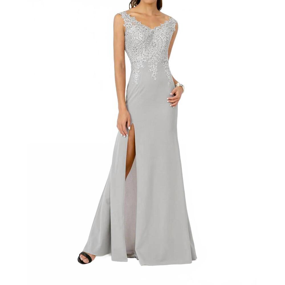NEW GLS COLLECTIVE floor length dress in silver